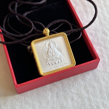 桑耶寺S925纯银莲师印章纯银S999吊坠合金外框项链