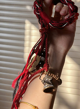 叶优里山鬼花钱龙铃手链离火女新中式天官赐福百搭复古藏式手绳