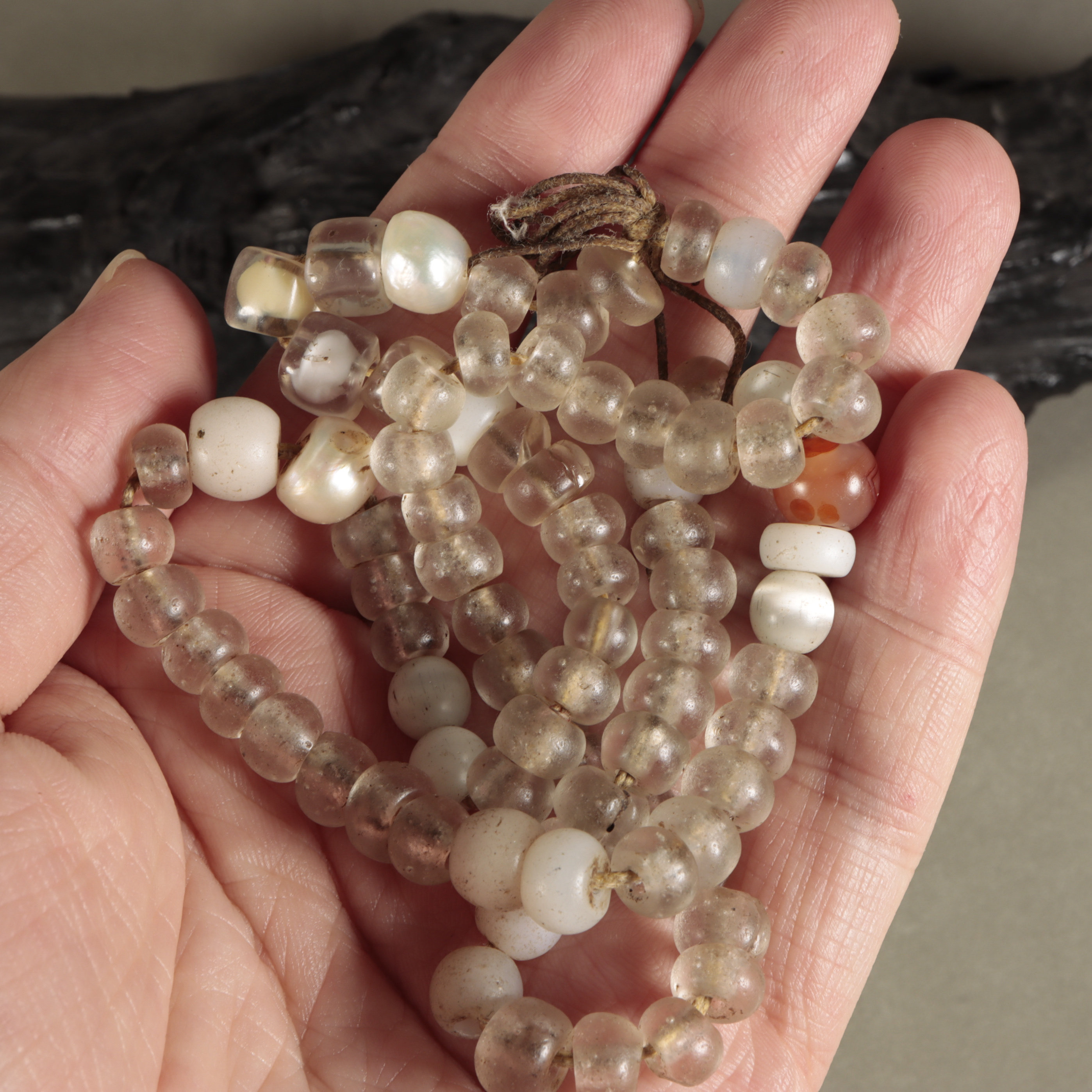 福利清代西藏老琉璃多宝手串男女饰品古珠手链55颗