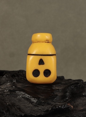 藏式文玩料器材质佛头三通佛珠手串配饰挂件吊坠黄料塑料