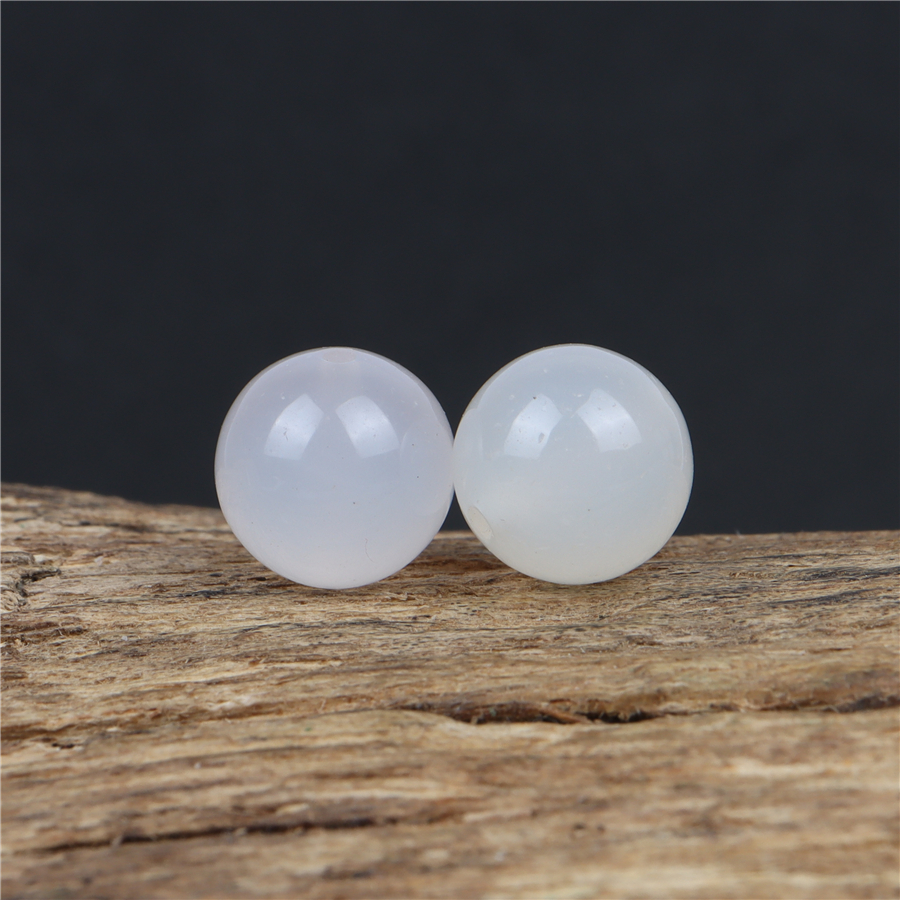 藏式文玩包老清代白色玛瑙圆珠一对念珠项链手串隔珠配珠