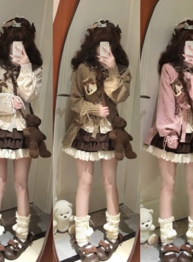 薄巧奶咖粉色羊毛毛衣三件套巧克力新配色短裙春秋新款显瘦