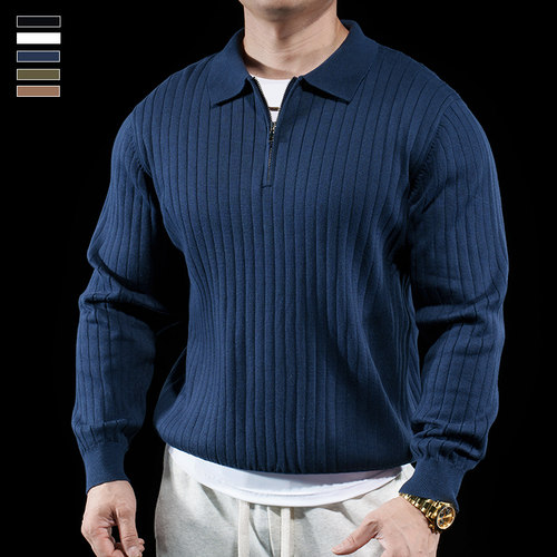 休闲翻领秋冬内搭纯色男士保暖