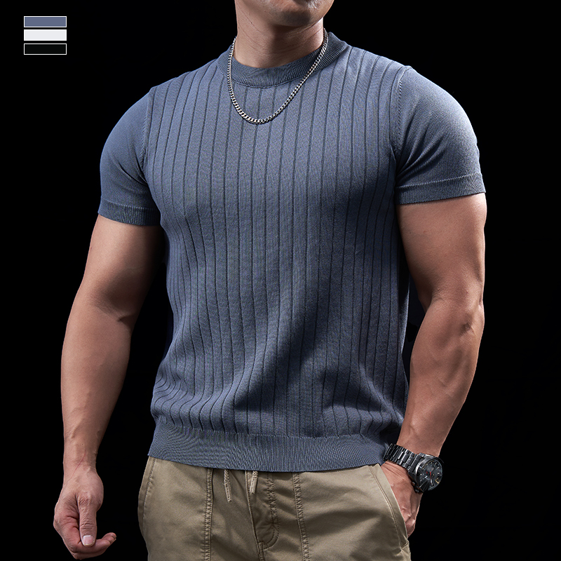 霸道肌肉短袖男士弹力运动T恤