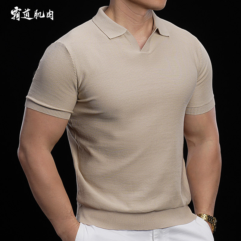 霸道肌肉老钱风V领Polo衫男保罗短袖正肩翻领针织透气运动T恤春夏,运动服/休闲服装,运动POLO衫,淘宝优惠券,粉丝福利购,淘宝优惠卷