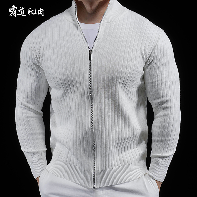 霸道肌肉新款毛衣立领开衫