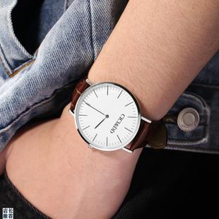 原厂适用CICI&DD男士石英手表时尚潮流腕表礼盒白壳白面黑带5593G