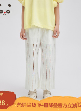 播broadcute童装裤子2024夏季新款女童休闲简约九分裤KGR2K014