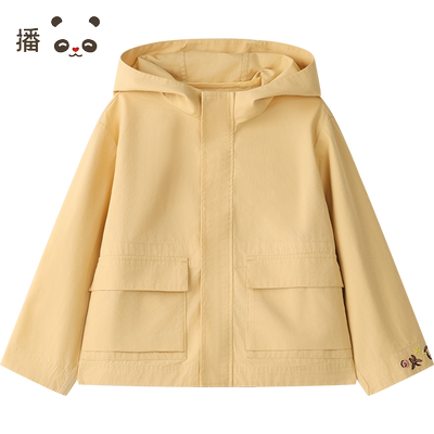 播broadcute童装2024早秋新款男女童外套连帽夹克上衣KER3WD0975