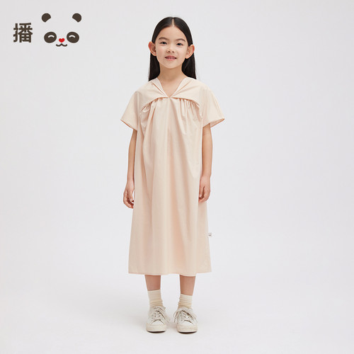 播broadcute童装连衣裙2024夏季新款女童简约休闲A字裙KGR2L970 - 封面