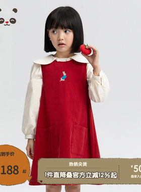 播broadcute比得兔联名童装连衣裙女中大童灯芯绒A版裙KGQ2L098
