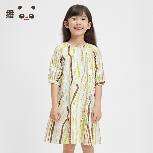 播broadcute童装女童印花连衣裙