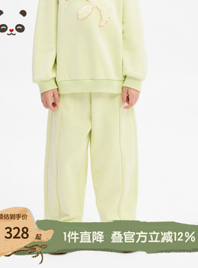 播 broadcute童装原创熊猫主题图标立体线条装饰卫裤KES3KD02551