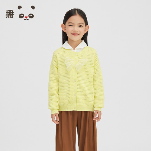 针织开衫broadcute童装蝴蝶结