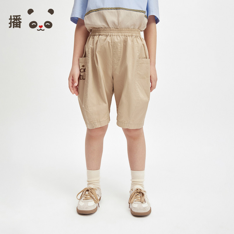 播broadcute童装儿童短裤立体印花口袋男女童运动透气五分裤夏季