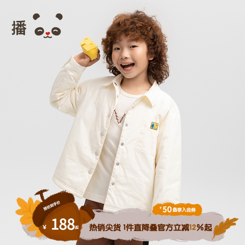 播童装秋冬加厚儿童衬衫式小棉服