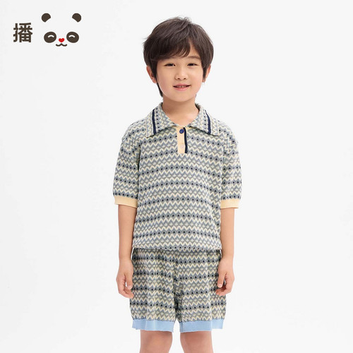 播broadcute男童POLO套头针织衫