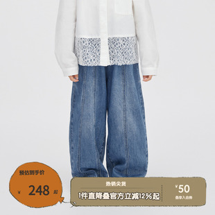 休闲宽松男女童长裤 2024早春新款 KER1K772 牛仔裤 播broadcute童装