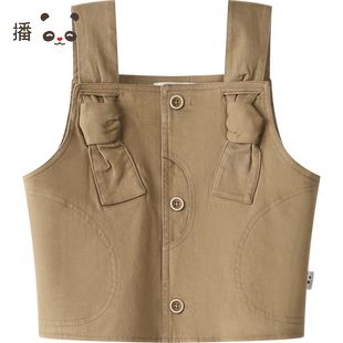 播broadcute童装2024早秋新款男女童马甲设计感背心KGR3MD0026