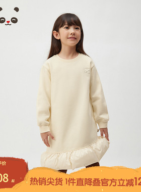 播broadcute童装2024秋冬新款女童连衣裙拼接休闲裙子KGR4LD0329