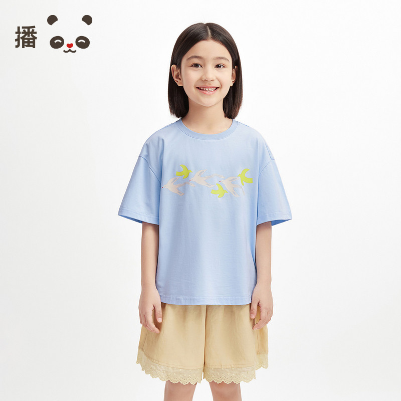 播broadcute童装儿童短袖男女童原创主题图案宽松舒适T恤夏季图片