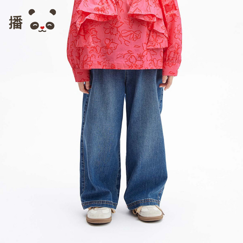 播broadcute童装儿童牛仔裤直筒男女童宽松休闲裤长裤子春季图片