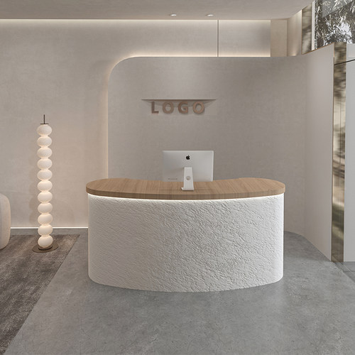 现代服装店吧台收银台美容院前台接待台奶油风吧台采耳洗脸吧前台