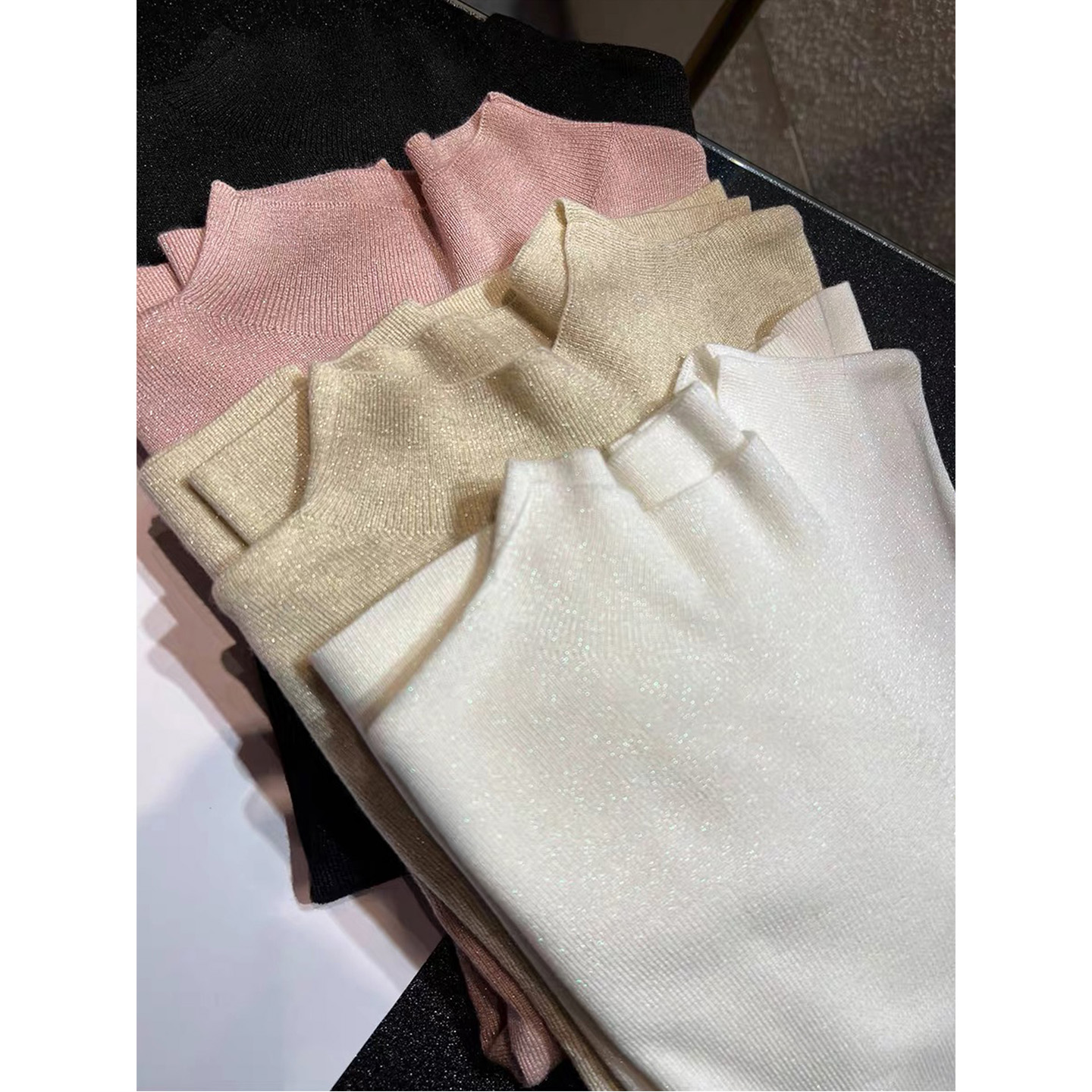 半高领毛衣女羊毛混纺亮丝针织衫