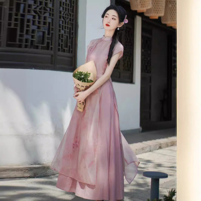 高级感年轻少女甜美旗袍套装女夏