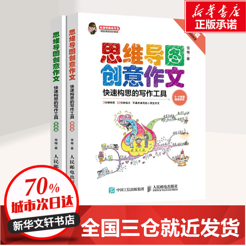 思维导图创意作文基础篇+实战篇布溜号溜溜梅思维导图作文法雪梅三年级作文书大全辅导起步小学生作文书人民邮电出版社-封面