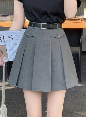 小依仙百褶半身裙女2026夏新款高腰百搭显瘦A字防走光短裙西装裙