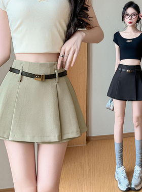 小依仙韩版高腰西装百褶裙女春夏款包臀短裙小个子a字半身裙裤子