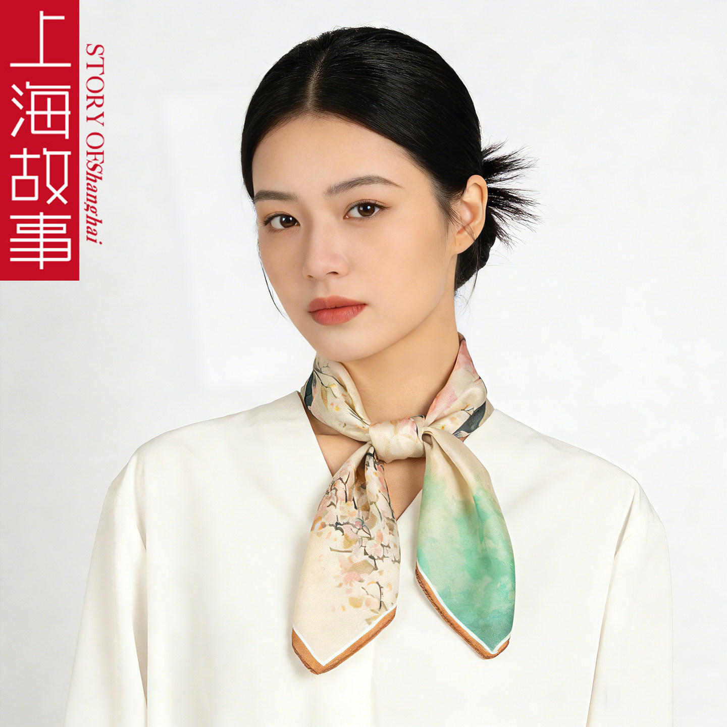 38妇女节礼物上海故事真丝桑蚕丝丝巾女2026小方巾职业送妈妈围巾