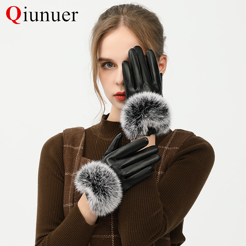 真兔毛皮手套女冬季保暖触屏韩版