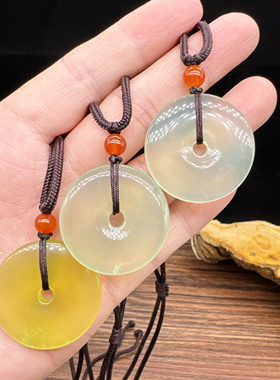 大号岫玉冰料平安扣项链吊坠挂佩挂件玉石和氏璧吉祥佩锁骨链