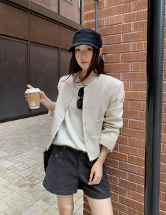 MZI STUDIO秋新款韩版秋款小香风钮扣贵气小女人外套女12997