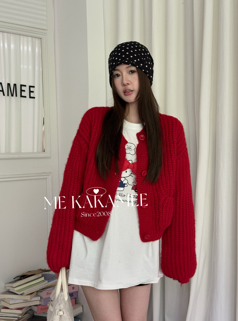 ME KAKAMEE秋新品韩系慵懒感纯色净版短款宽松开衫保暖毛衣A2939