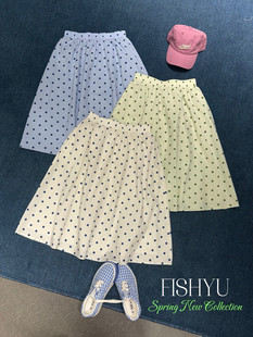 FISH 欧货韩系波点A字中裙半身裙女休闲26165 YU夏新款