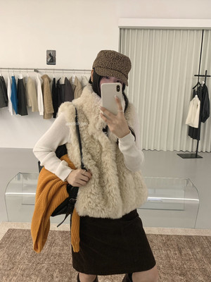 MZI STUDIO叠穿冬季新款韩标磁吸扣立领毛茸茸毛马甲外套88226