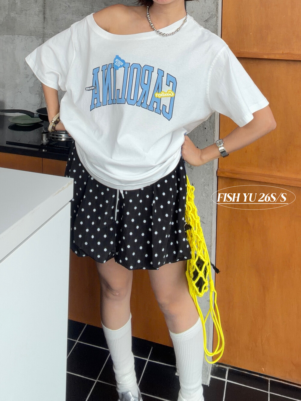 FISH YU夏复古波点防水面料花苞型A字蓬蓬裙半身裙短裙女626269