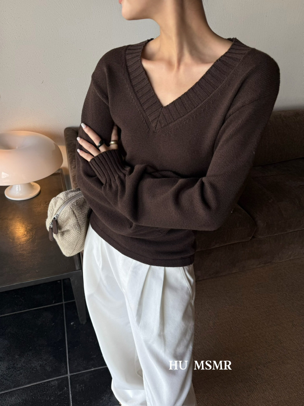 HU秋新款韩版v领舒适休闲显瘦保暖毛衣针织衫女休闲百搭G2059