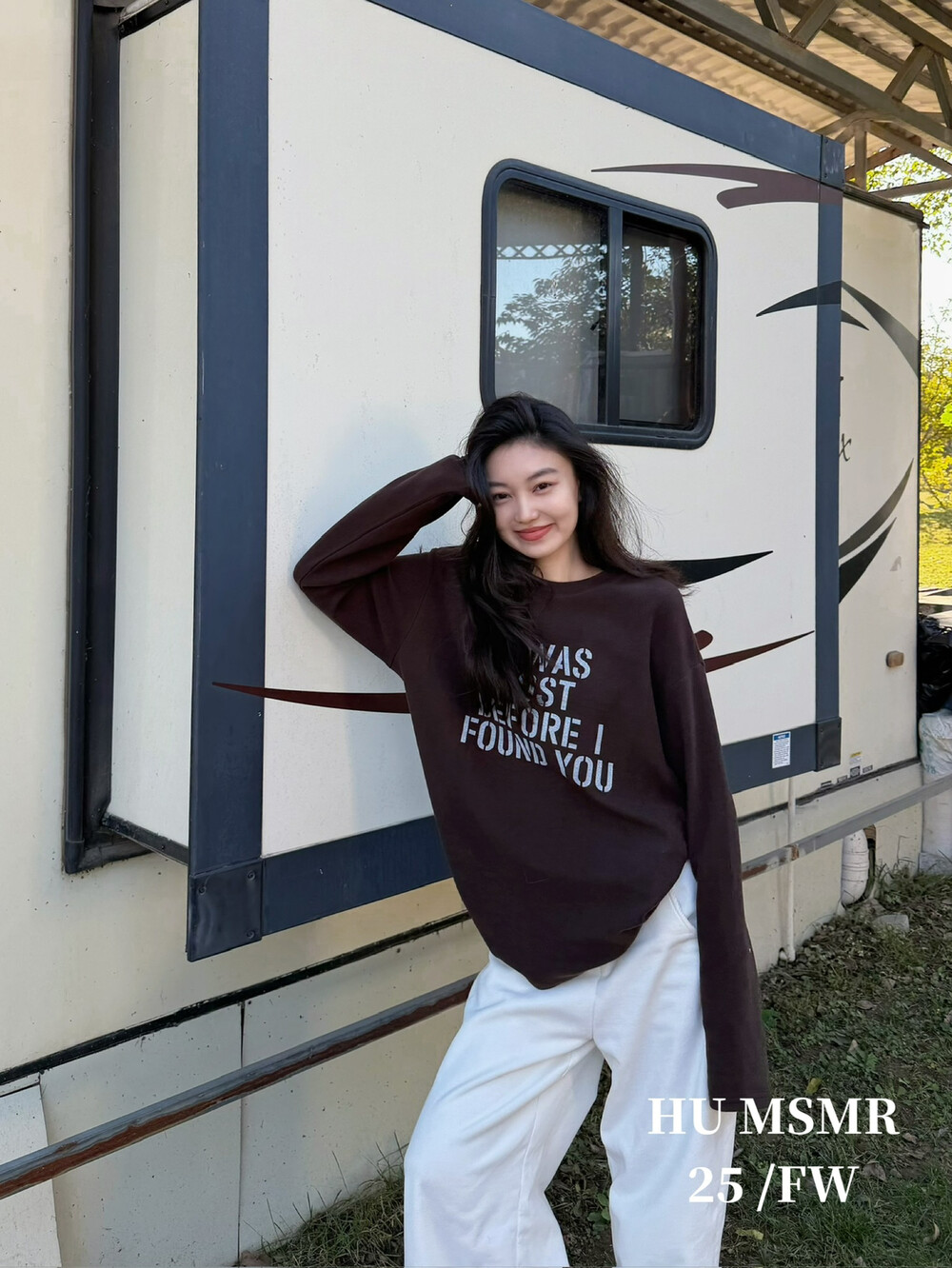 HUMSMR冬新款磨毛字母简约大版圆领休闲上衣长袖T恤内搭女C1265