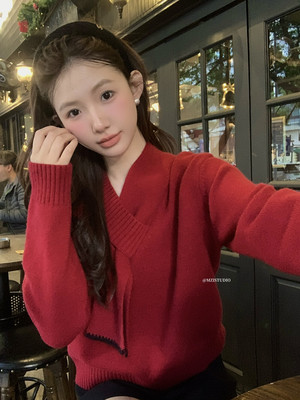 MZI STUDIO氛围韩感冬季设计感围脖一体休闲简约套头保暖毛衣