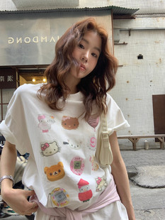 T恤10119 云朵kiity可爱卡通印花宽松白色短袖 The lemon早春新款