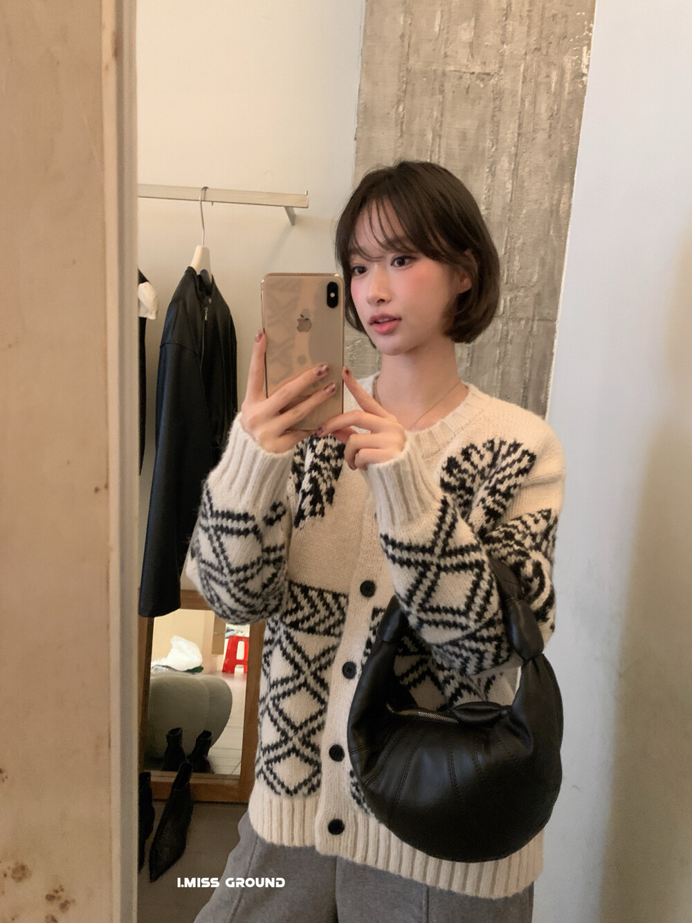 IMISS韩标！冬新款韩版圣诞款羊毛加厚保暖开衫保暖毛衣H991351