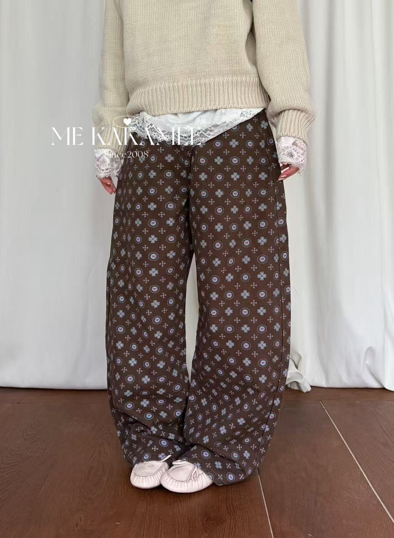 ME KAKAMEE冬新品定制花色设计感小弯刀牛仔裤长裤女C0973