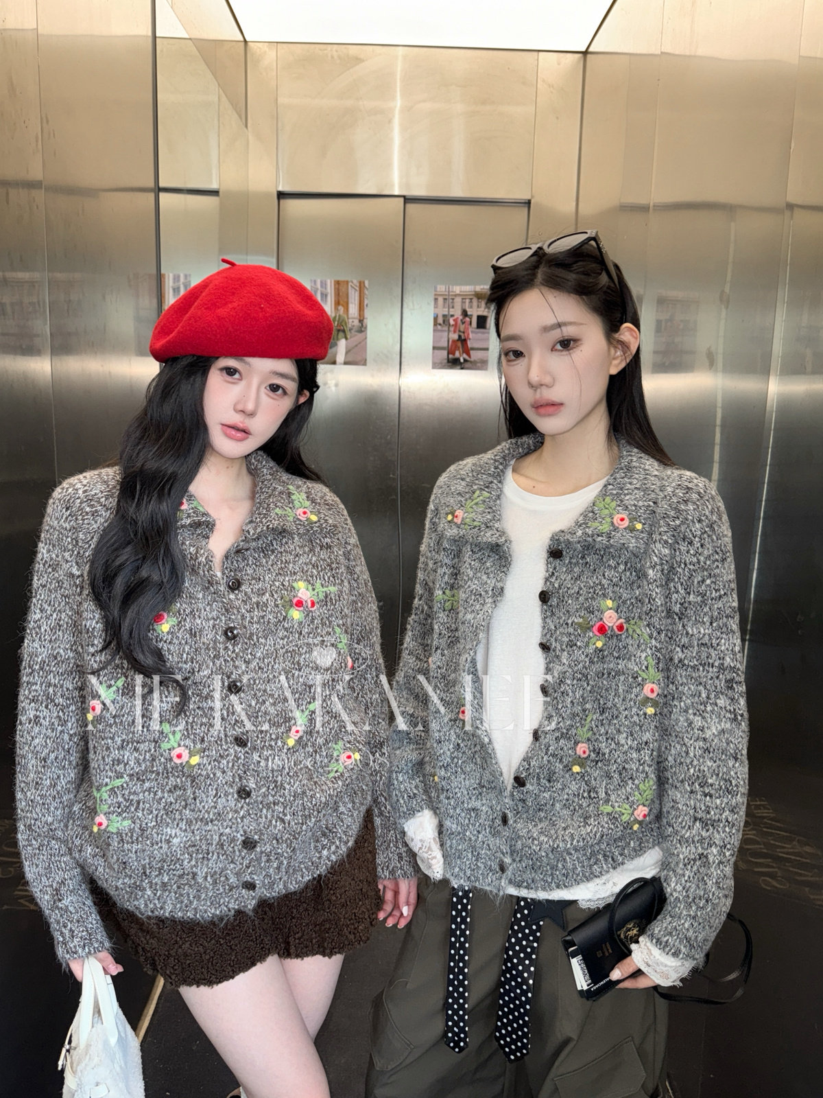 ME KAKAMEE冬新品慵懒立体花朵手工钩花宽松开衫毛衣S3781