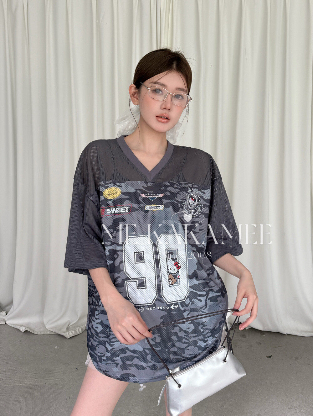 ME KAKAMEE2026夏新品美式复古球服镂空宽松大版休闲短袖T恤S5203