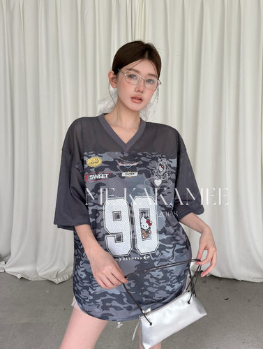 ME KAKAMEE2026夏新品美式复古球服镂空宽松大版休闲短袖T恤S5203
