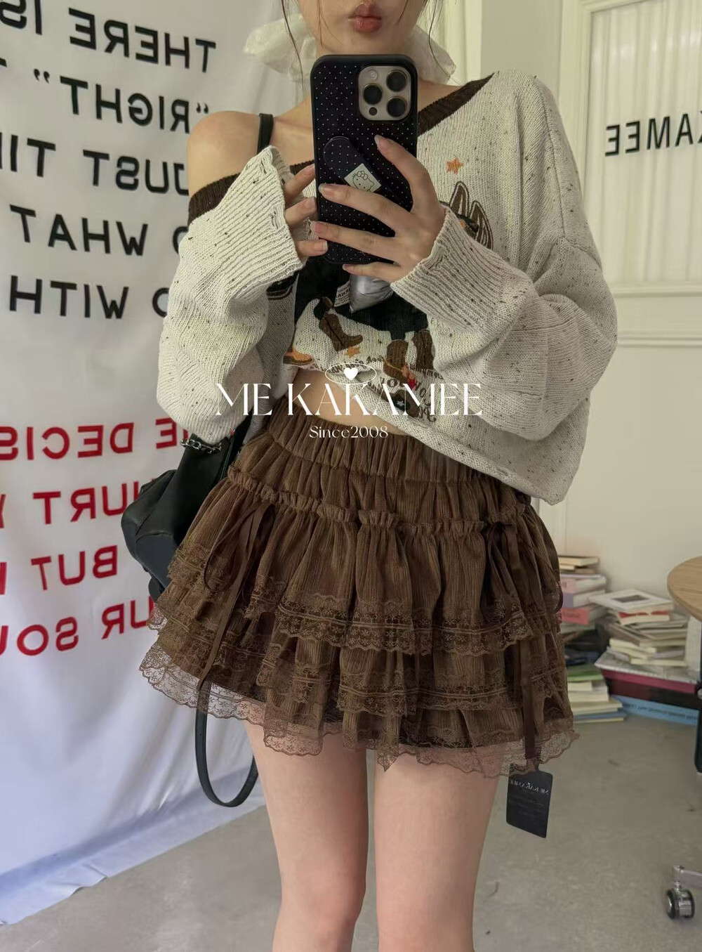 ME KAKAMEE秋新品miu系层次感麂皮绒显瘦短裙蓬蓬裙半身裙783